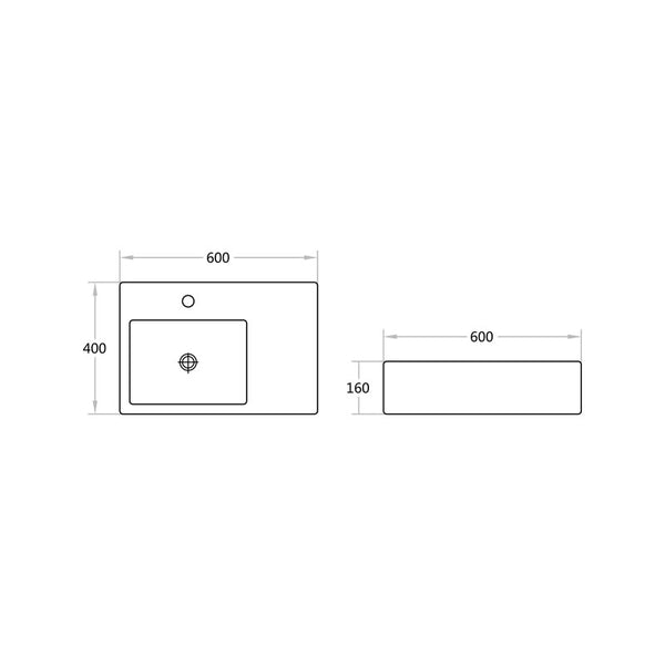 B35L - Above Counter / Wall Hung Basin 600x400x160MM