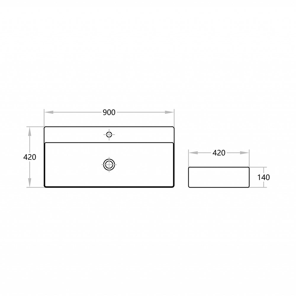 B9042 - Above Counter / Wall Hung Basin 900x420x140MM