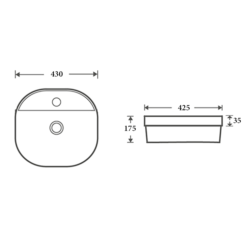 BA330 - Drop In Basin 430x425x175MM