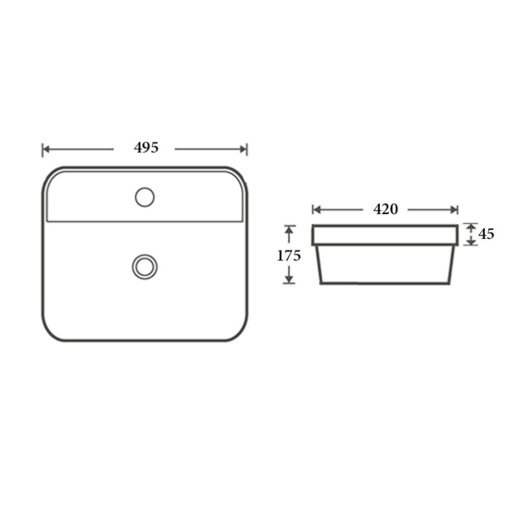 BA340 - Drop In Basin 495x420x175MM