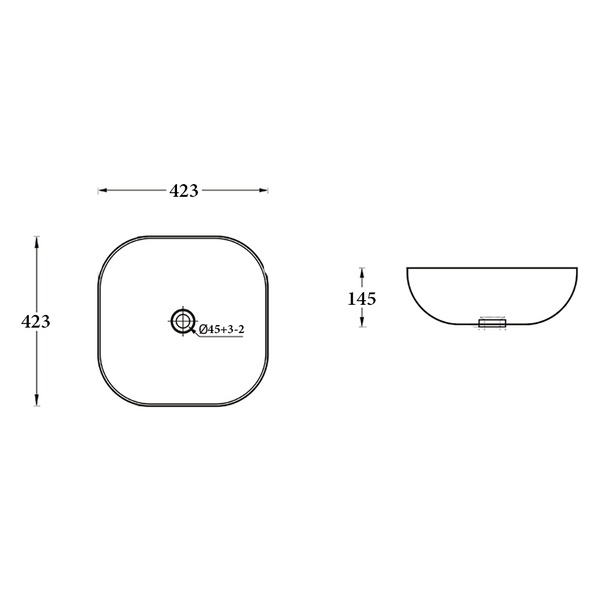 Noveen Basins BA500 - Above Counter Basin 425x425x145MM