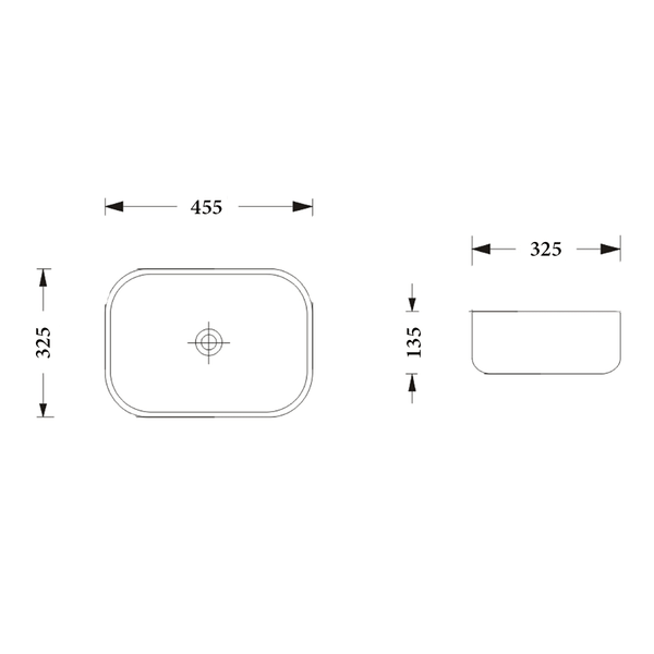 Noveen Basins BA505 - Above Counter Basin 455x325x135MM
