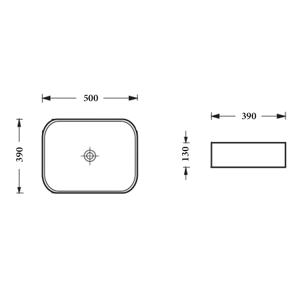 BA530 - Above Counter Basin 500x390x130MM