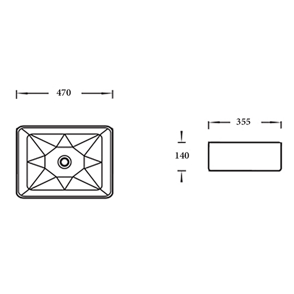 Noveen Basins BA560 - Above Counter Basin 470x355x140MM