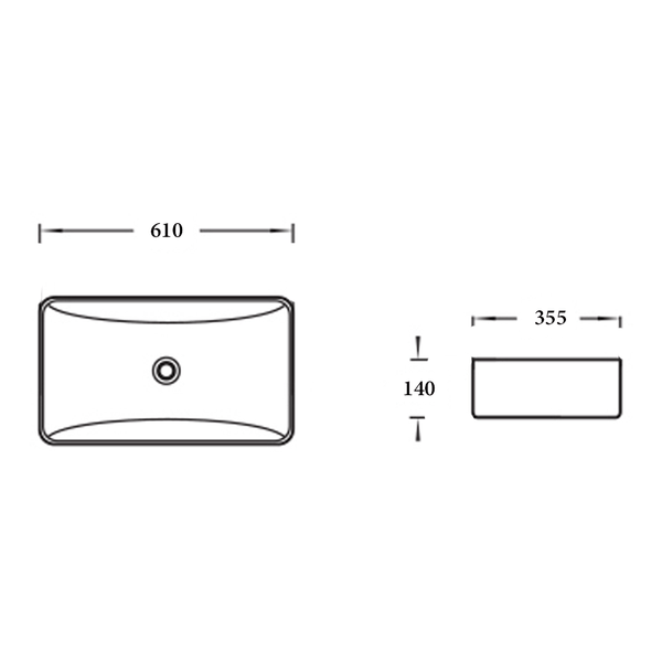 Noveen Basins BA570 - Above Counter Basin 610x355x140MM