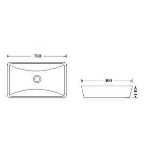 Noveen Basins BA600 - Above Counter Basin 700x400x140MM