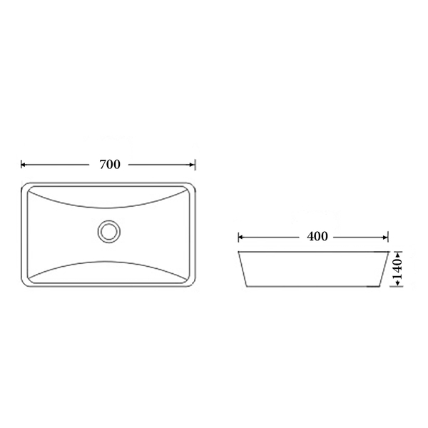 Noveen Basins BA600 - Above Counter Basin 700x400x140MM