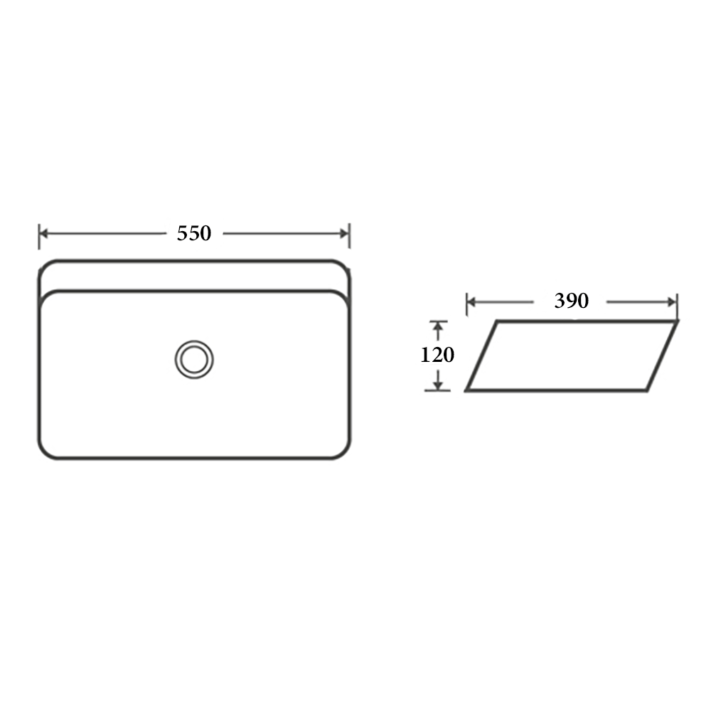 BA720 - Above Counter Basin 550x390x120MM