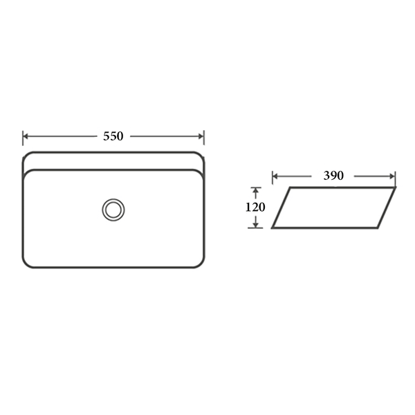 Noveen Basins BA720 - Above Counter Basin 550x390x120MM