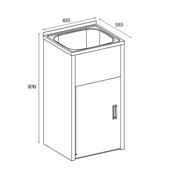 Noveen Sinks BLC-T35B Tulsa Laundry Troughs with Metal Cabinet (35 litre) 455x555x870 mm