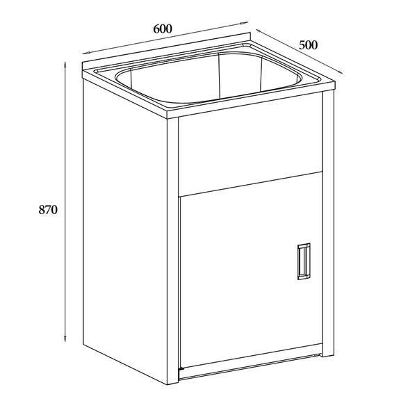 Noveen Sinks BLC-T45 Tulsa Laundry Troughs with Metal Cabinet (45 litre) 600x500x870 mm