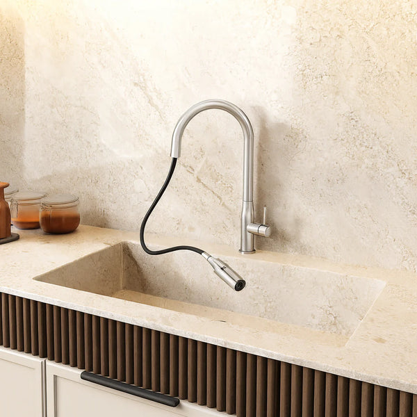 C-1SKMBN Navona Carysil Slim Brushed Nickel Pull Out Kitchen Mixer