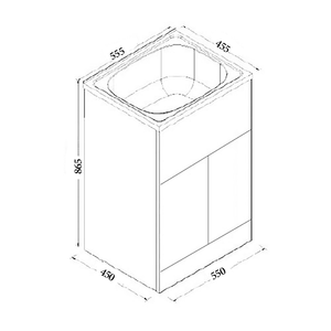 Noveen Sinks BRC-T35A Rio Laundry Trough with Cabinet (35 litre) 550x450x865MM