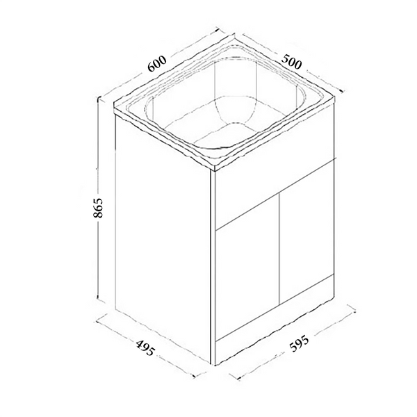 Noveen Sinks BRC-T45 Rio Laundry Trough with Cabinet (45 litre) 595x495x865 mm