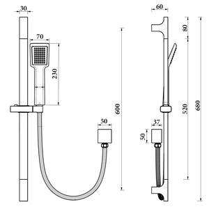 Noveen Showers BSH01 Square SHOWER RAIL