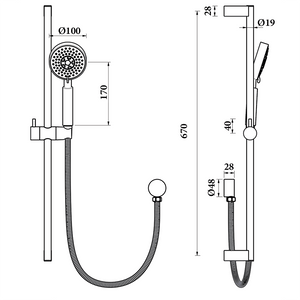 Noveen Showers BSH02 Round SHOWER RAIL