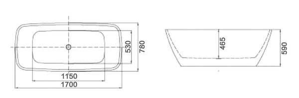 ZENMO Bathtubs BT 078 CHLOE Rectangle Bath Tub 1700MM