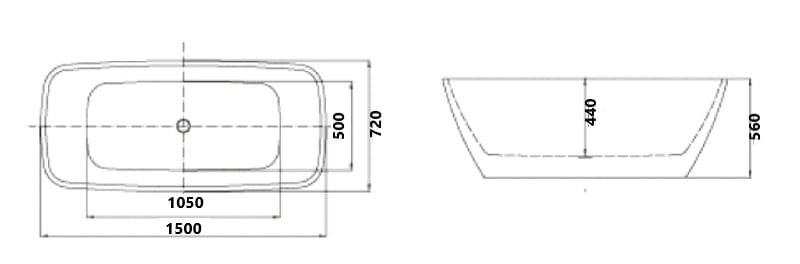 BT 078S CHLOE Rectangle Bath Tub 1500MM