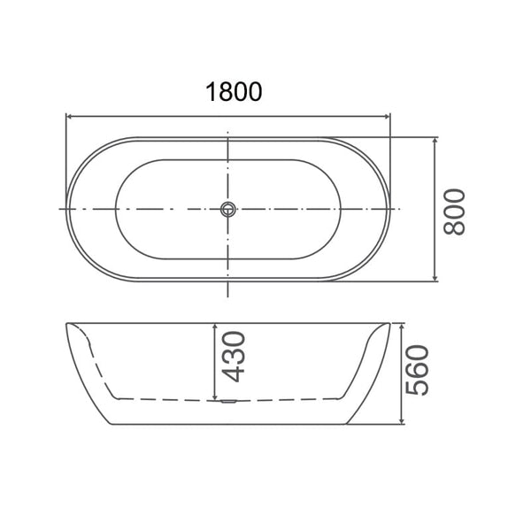 ZENMO Bathtubs BT 817A CHELSEA Insert Rectangle Bath Tub with Tile Lip 1700mm