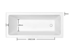 ZENMO Bathtubs BT 817AS CHELSEA Insert Rectangle Bath Tub with Tile Lip 1500mm