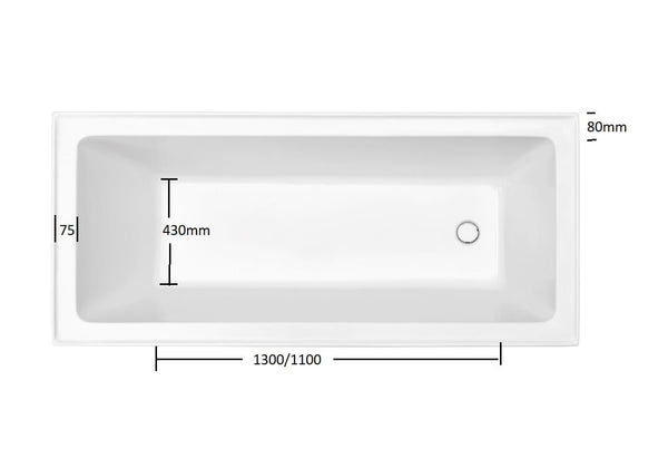 ZENMO Bathtubs BT 817AS CHELSEA Insert Rectangle Bath Tub with Tile Lip 1500mm