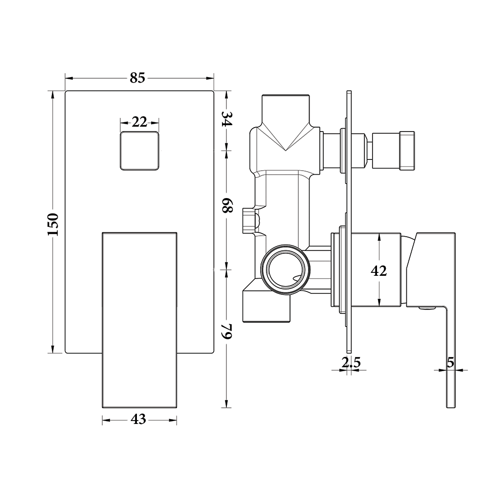 BTD3106 Dallas series SHOWER MIXER WITH DIVERTER
