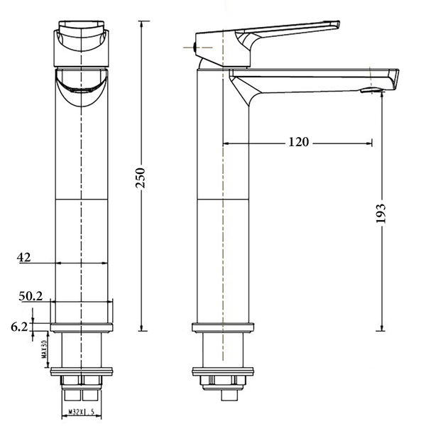 Noveen Mixer Taps BTC1362 London series HIGH BASIN MIXER