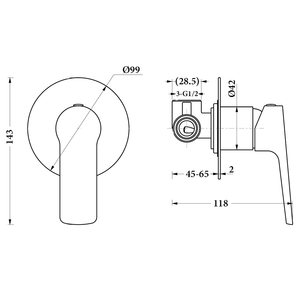 Noveen Mixer Taps BTC8460 Flat Plate London series SHOWER MIXER