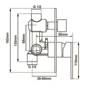 TSI Mixer Taps BU0125-2.ST LUCID PIN ROUND BRUSHED NICKEL SHOWER/BATH MIXER DIVERTER