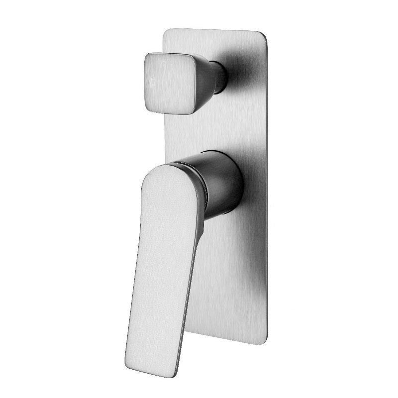 RUSHY Series Square Brushed Nickel Wall Mixer With Diverter BU0155.ST