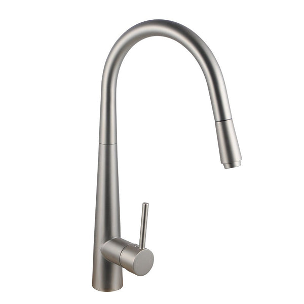 Round Brushed Nickel Pull Out Kitchen Sink Mixer Tap BU1021.KM