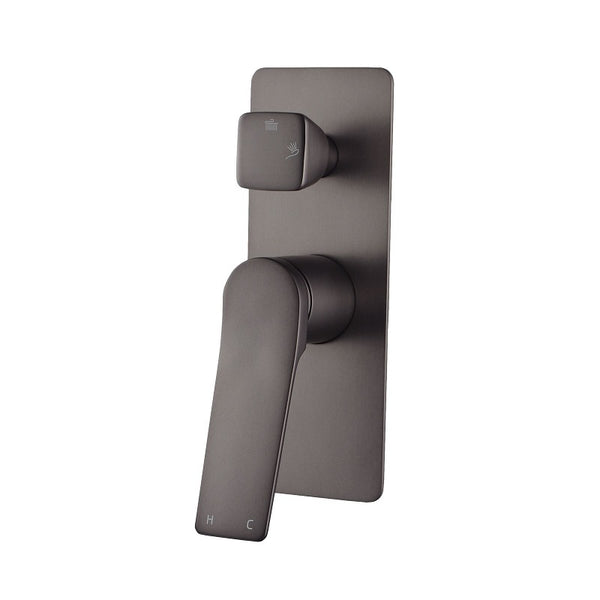 RUSHY Series Square Brushed Gun Metal Grey Wall Mixer With Diverter BUGM0155.ST