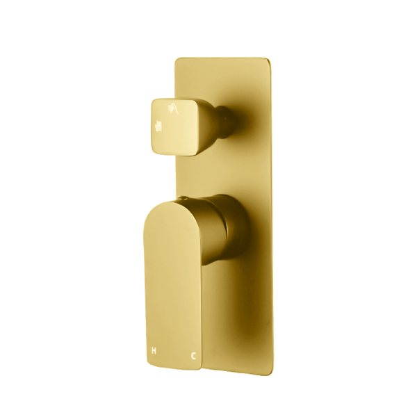 TSI Mixer Taps BUYG0165-2.ST VOG SERIES SOLID BRUSHED BRASS BATH/SHOWER WALL MIXER WITH DIVERTER WALL MOUNTED