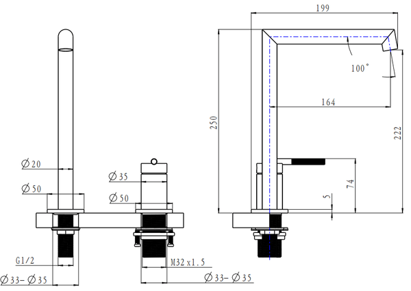 TSI BUGM0242.BM CADDENCE BRUSHED GUNMETAL BASIN MIXER