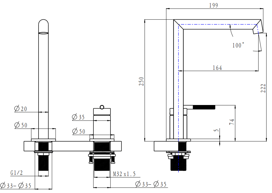 BUYG0242.BM CADDENCE BRUSHED BRASS BASIN MIXER