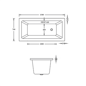 Noveen Bathtubs BTB1660 Bari DROP IN BATHTUB 1660x760MM