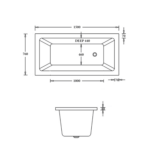 Noveen Bathtubs BTB1660 SPA BARI Drop In Spa Bathtub 1660mm (Long) x 760mm (Wide)