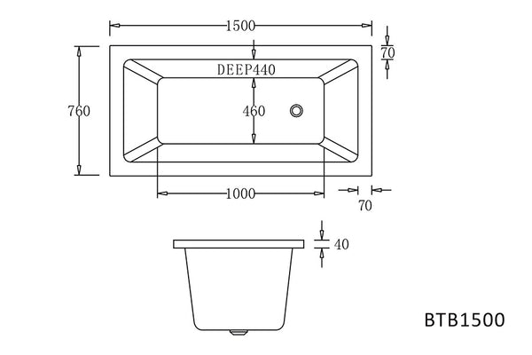 BTB1500 SPA BARI Drop In Spa Bathtub 1500x760MM