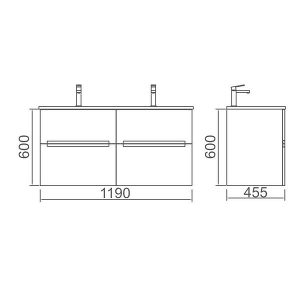 ZENMO Vanities Bella 1200 Cabinet only