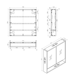 MIRO BONDI75 BONDI 750x130x590mm Mirror Shaving Cabinet