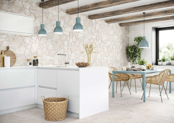 CPM Tile Borgogna White Flagstone Natural Stone Looking Tile 442x664mm