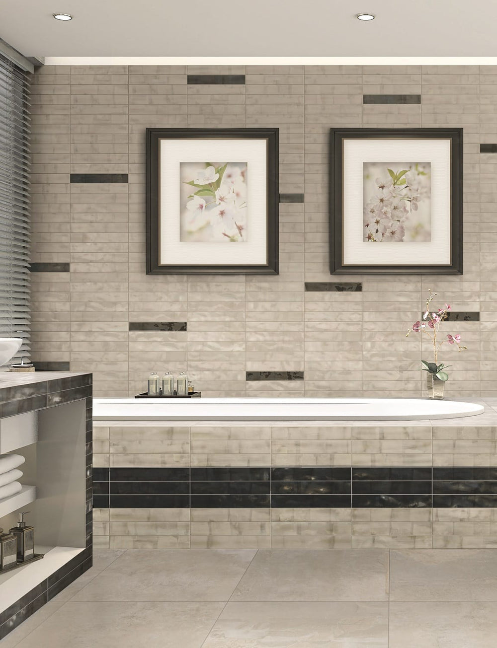 Brush Italian Gloss Subway Tile White Bone 370x61x6mm
