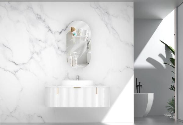 Trade Vanities CARYSIL 1200mm Fluted Wall Hung Vanity 1200 x 469 x 412mm