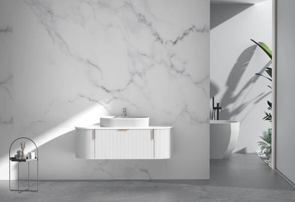 Trade Vanities CARYSIL 1200mm Fluted Wall Hung Vanity 1200 x 469 x 412mm