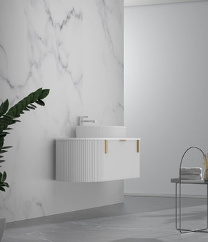 Trade Vanities CARYSIL 1200mm Fluted Wall Hung Vanity 1200 x 469 x 412mm