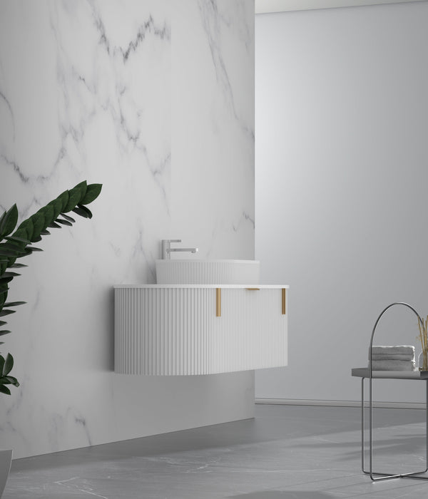 Trade Vanities CARYSIL 1200mm Fluted Wall Hung Vanity 1200 x 469 x 412mm