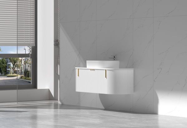 Trade Vanities CARYSIL 1200mm Fluted Wall Hung Vanity 1200 x 469 x 412mm