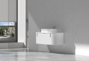 Trade Vanities CARYSIL 1200mm Fluted Wall Hung Vanity 1200 x 469 x 412mm