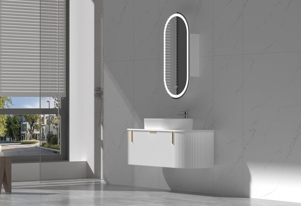 Trade Vanities CARYSIL 1200mm Fluted Wall Hung Vanity 1200 x 469 x 412mm
