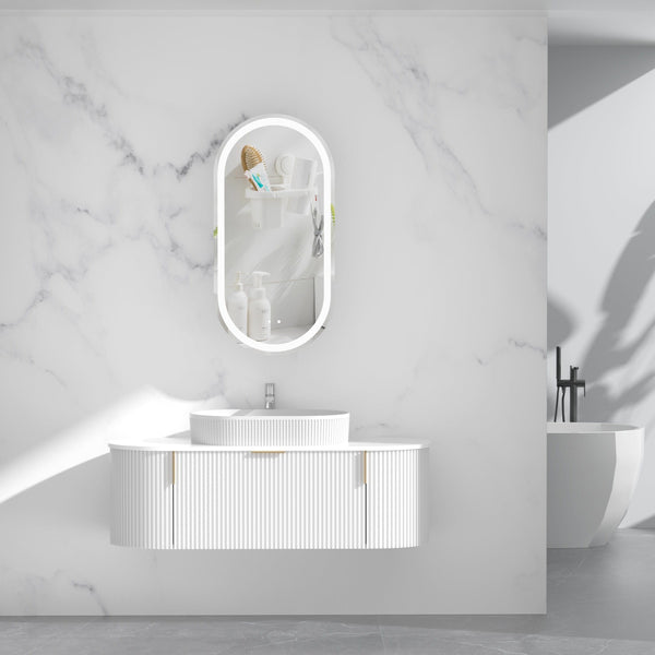 Trade Vanities CARYSIL 1200mm Fluted Wall Hung Vanity 1200 x 469 x 412mm